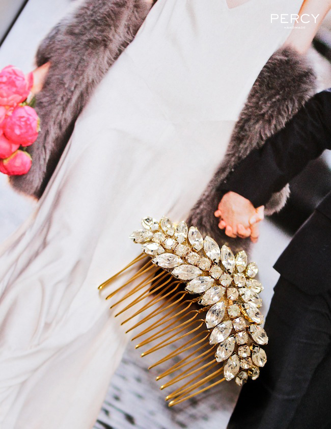 Golden Glory | Gold crystal hair comb