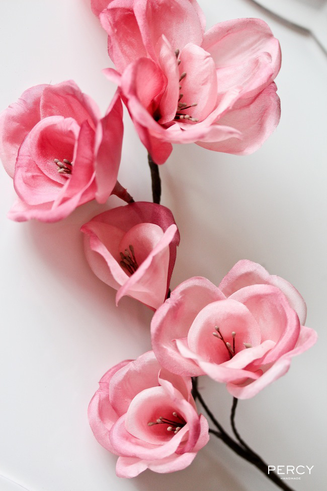 Handmade silk magnolia flowers Percy Handmade