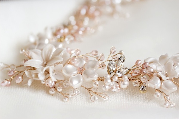 Blushing Bride | A gold bridal headpiece for Ana