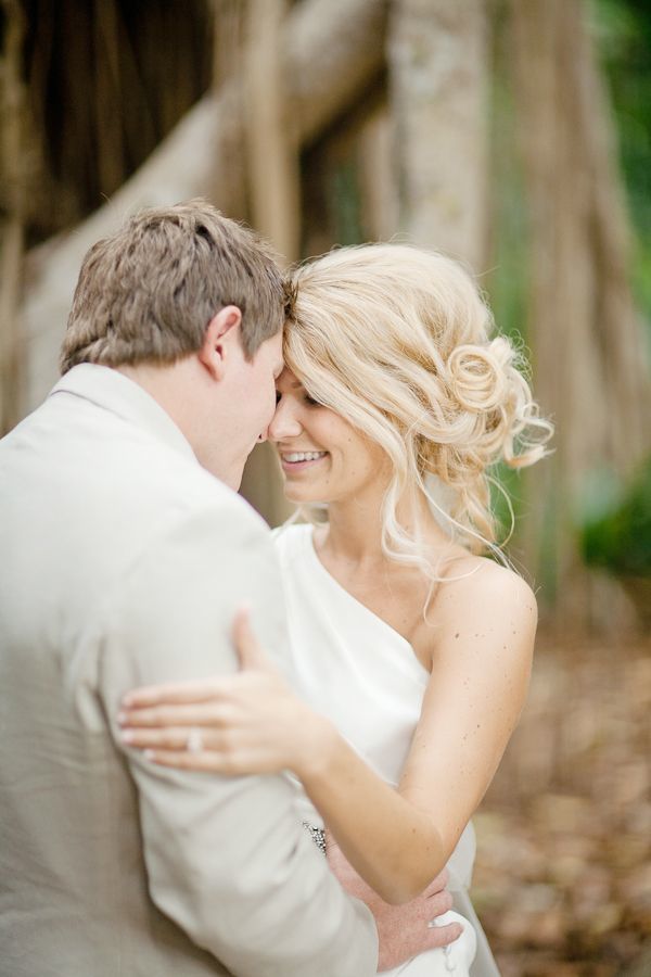 Side Swept Side wedding hair with veil