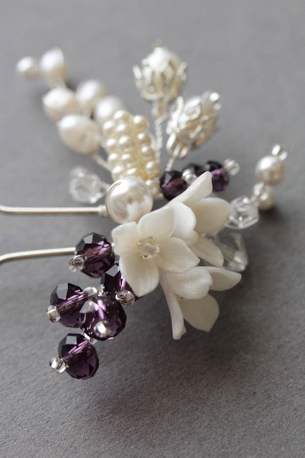 Pop of Purple Bridal Hair Pins for Mary
