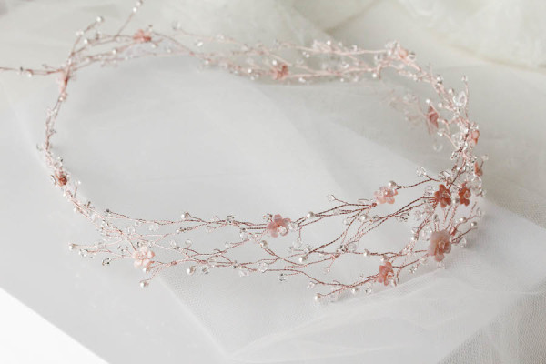 rose gold and pearl headpiece