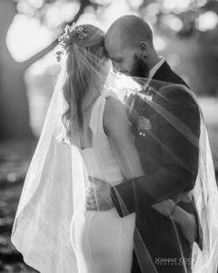 Bride Verity wears the AUDREY wedding veil