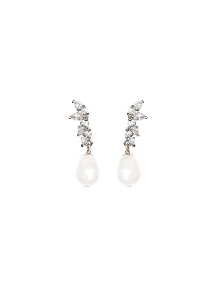 LOURDES | Crystal And Pearl Bridal Earrings - TANIA MARAS | bridal ...