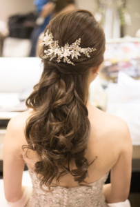 Blush gold wedding hair piece