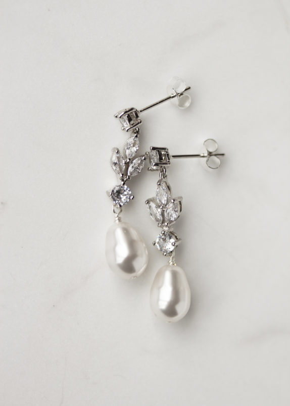 TULIP crystal pearl drop earrings 1
