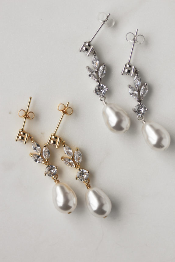 TULIP crystal pearl drop earrings 2