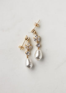 TULIP crystal pearl drop earrings 3