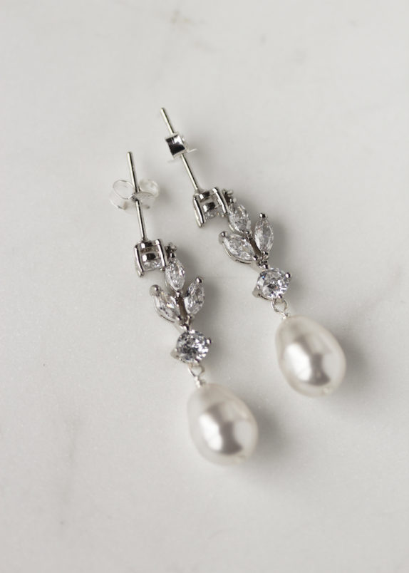 TULIP crystal pearl drop earrings 5