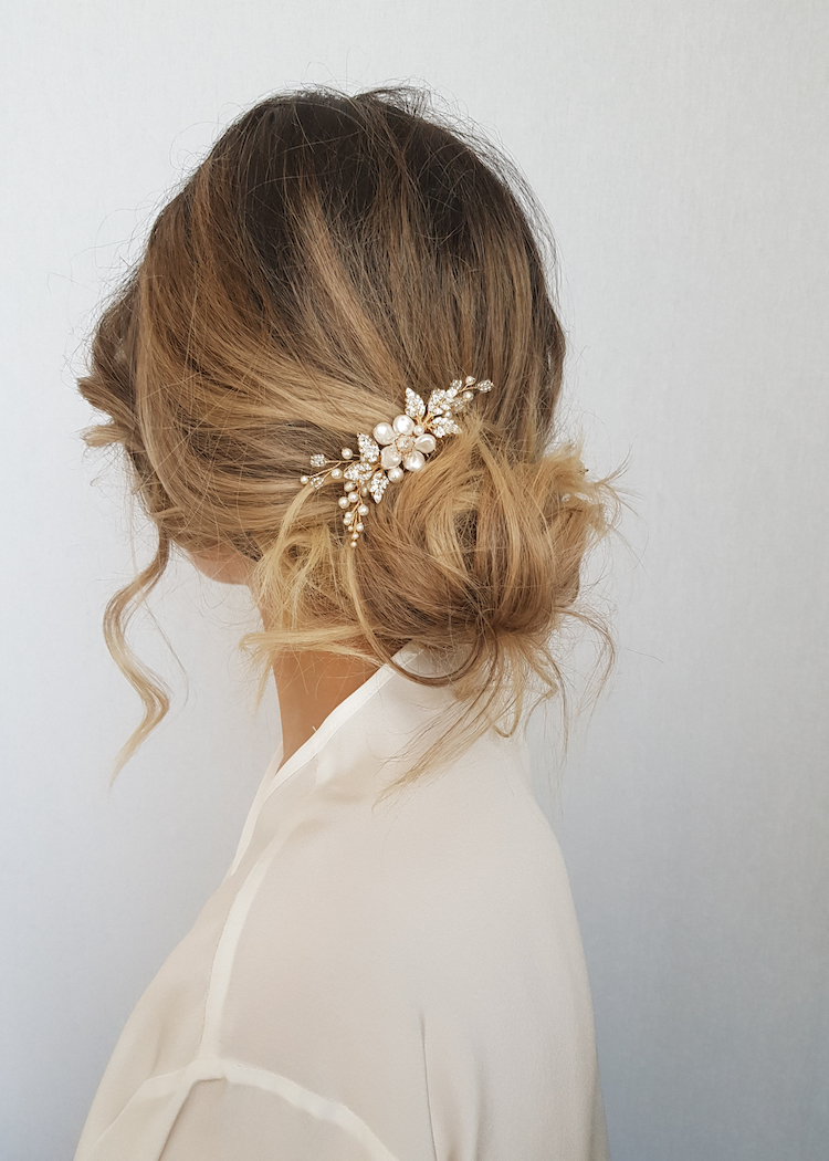 ARIES | Delicate pearl bridal hair comb - Tania Maras Bridal