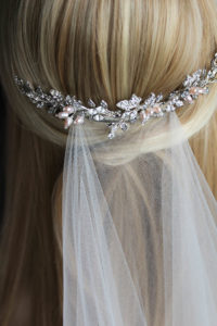 BESPOKE for Brenda_silver and blush wedding headpiece 9