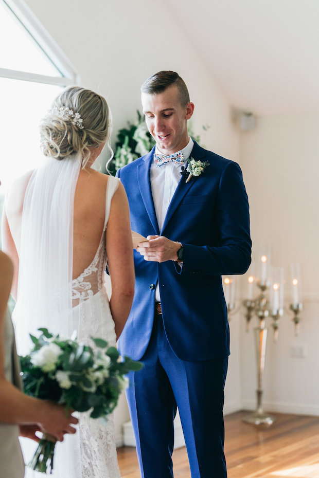 Bride Simone wearing veil below an updo 2