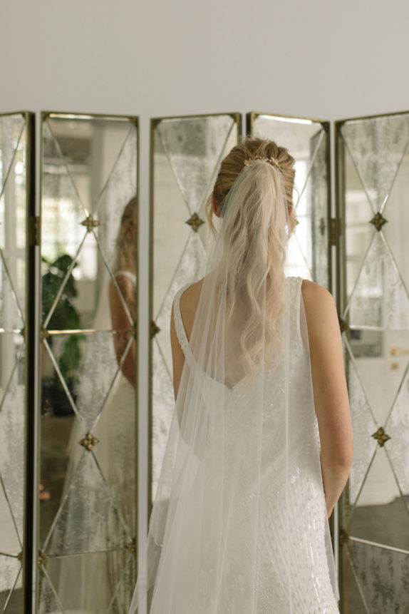 AUDREY minimalist chapel wedding veil 9