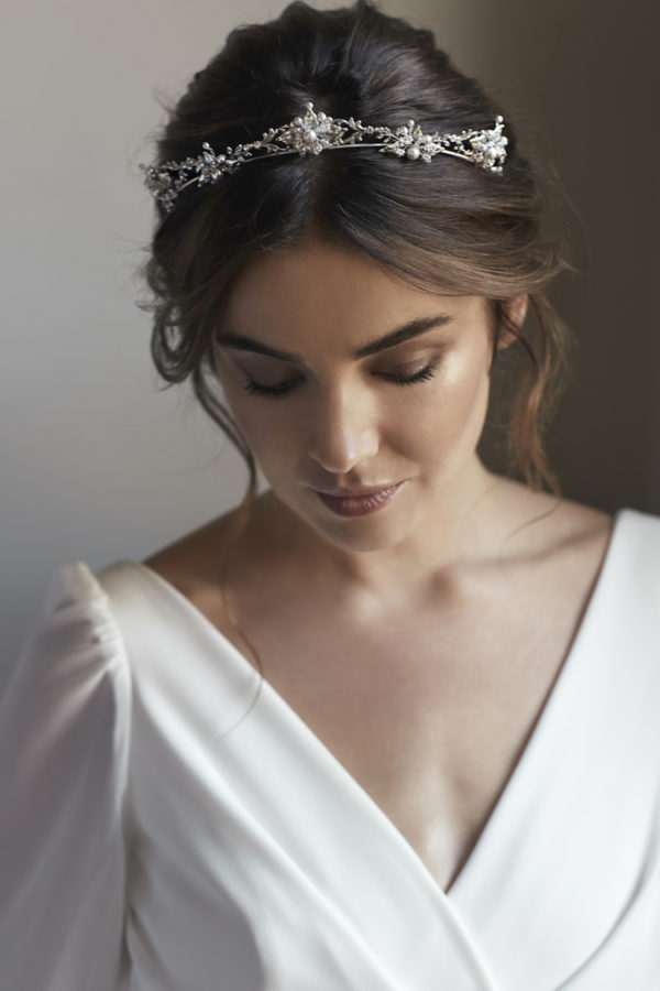 FLEUR delicate silver bridal crown 10