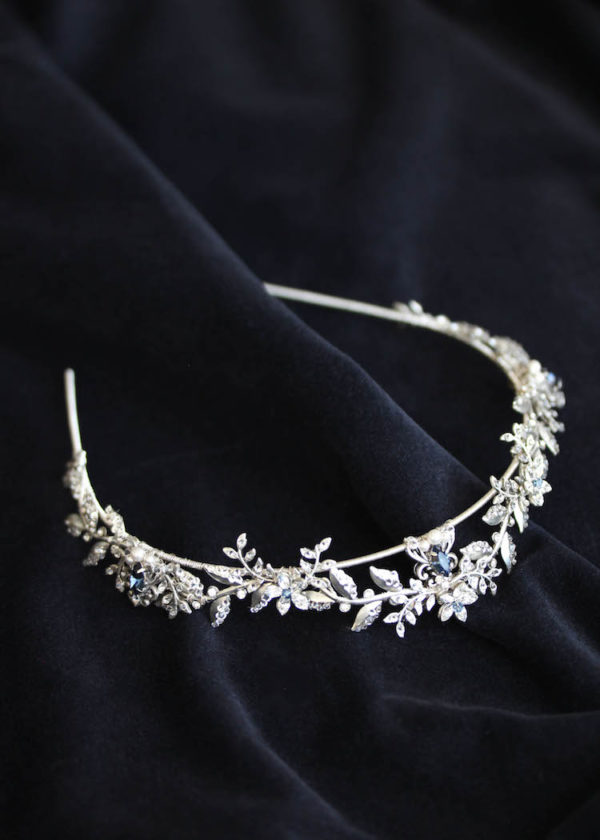 HARPER silver crown with blue crystals 10