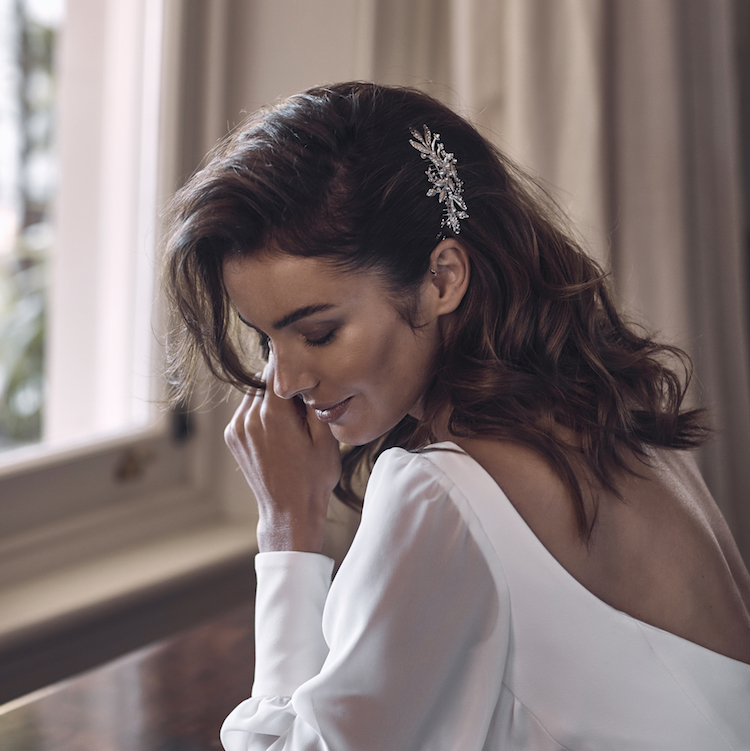 Dreamer Crystal Side Comb Tania Maras Bespoke Wedding Headpieces Wedding Veils