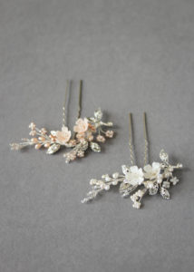 TEAROSE floral bridal hair piece in ivory and blush