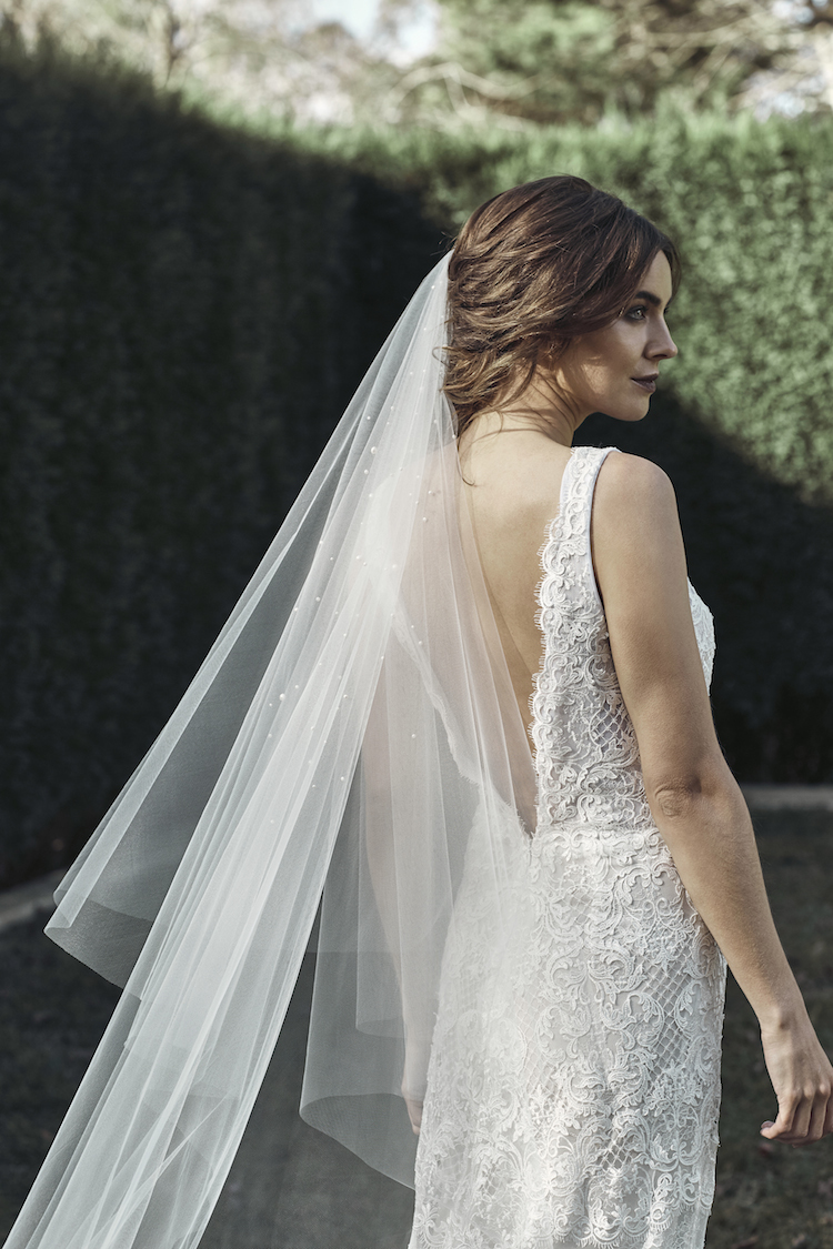 THEODORE  pearl wedding veil - TANIA MARAS BRIDAL