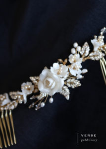 VERSE bridal hair comb in gold