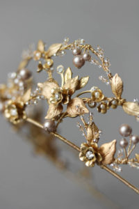 Bespoke for Alexandra_gold wedding crown with powder pearls 3