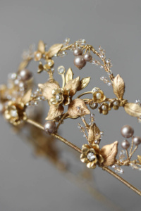 Bespoke for Alexandra_gold wedding crown with powder pearls 3