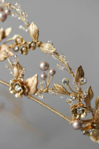 Bespoke for Alexandra_gold wedding crown with powder pearls 4