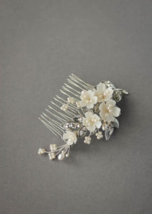 Bespoke for Anna_silver floral Marquise bridal comb 2