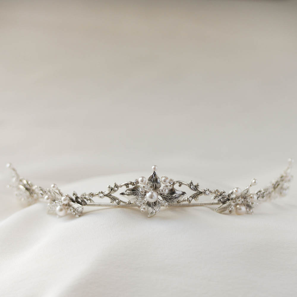 FLEUR  delicate silver bridal crown - TANIA MARAS BRIDAL