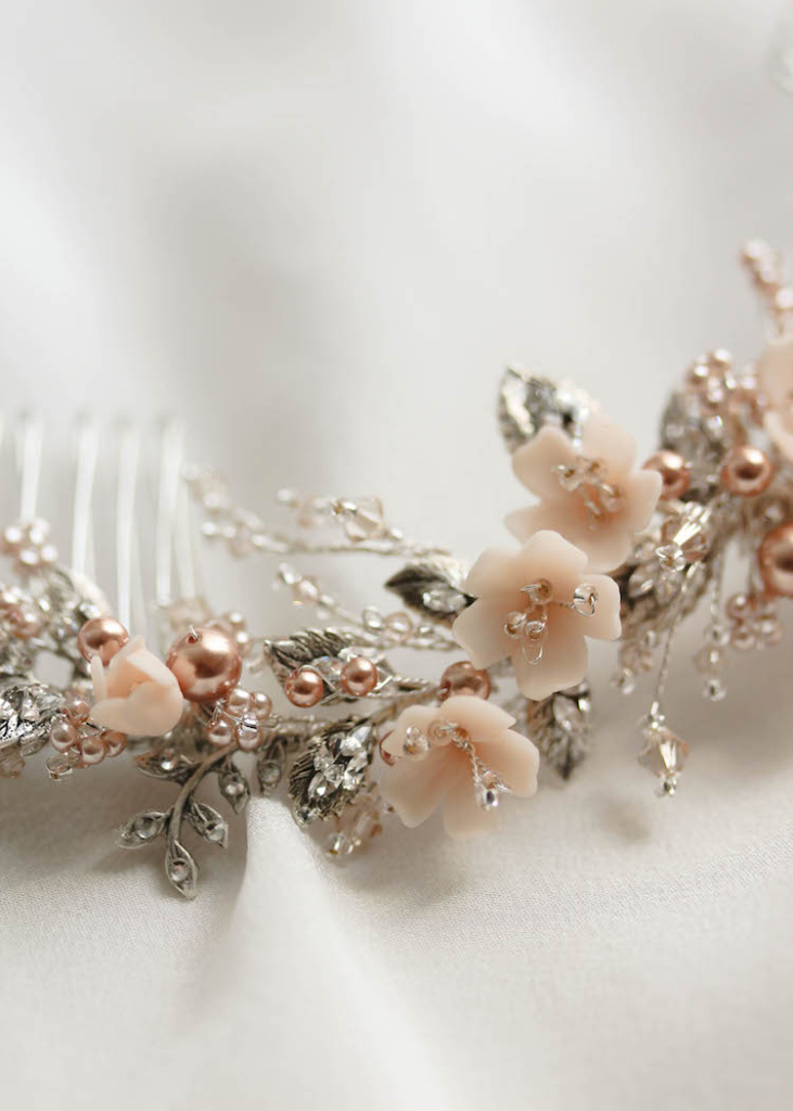 LE POEME blush wedding headpiece TANIA MARAS bridal headpieces