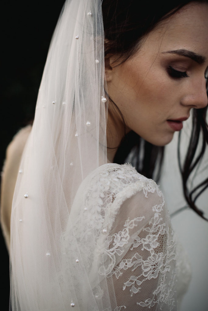 The Finer Details | Our favourite romantic and modern wedding veils - LOREN chapel wedding veil with pearls 1