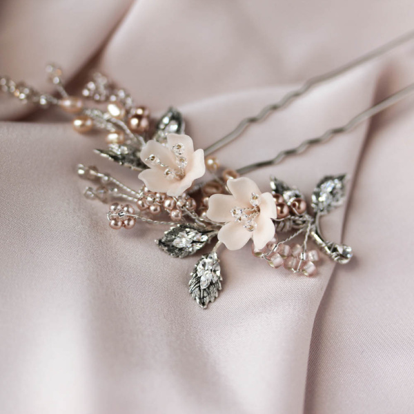 TEAROSE blush wedding hair pin 4