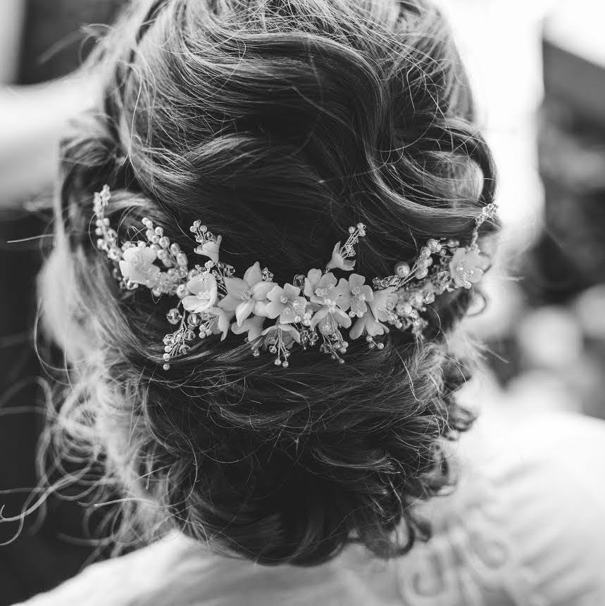 2018 wedding hair trends - MARION headpiece in low set wedding updo