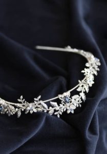 Empire blue_ Harper wedding crown in antique silver
