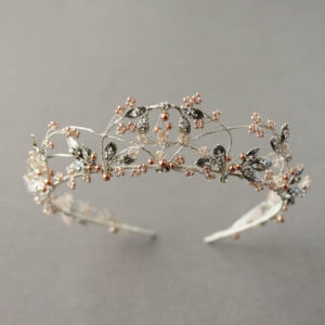 Antique silver and blush wedding crown