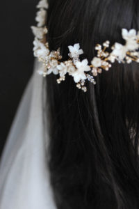Bespoke for Pauline_gold floral wedding halo in ivory blush 11