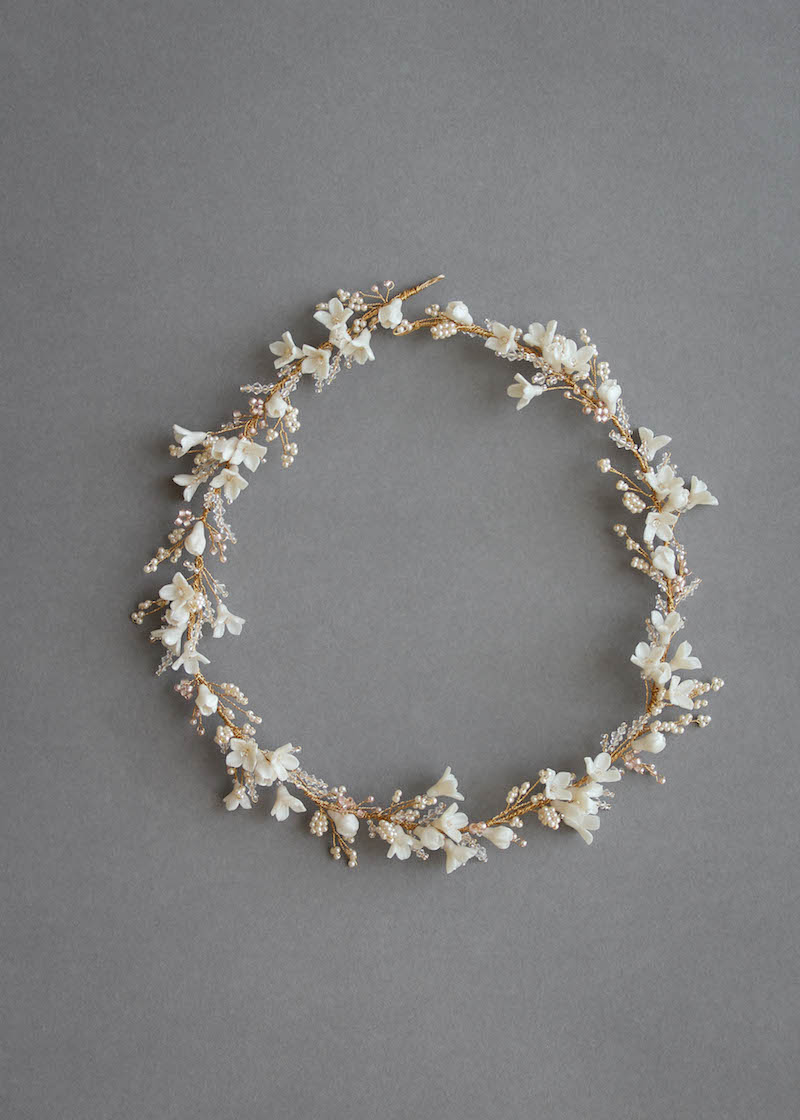 Bespoke for Pauline_gold floral wedding halo in ivory blush 2