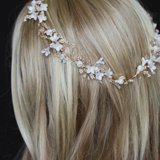 Bespoke for Pauline_gold floral wedding headpiece in ivory blush 3