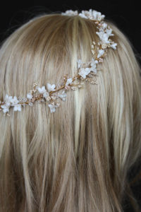 Bespoke for Pauline_gold floral wedding halo in ivory blush 6