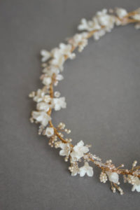 Bespoke for Pauline_gold floral wedding halo in ivory blush 7