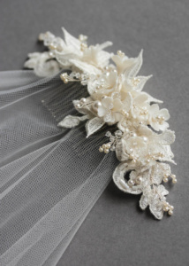 Bespoke for Sarah_lace wedding headpiece with drop veil 2