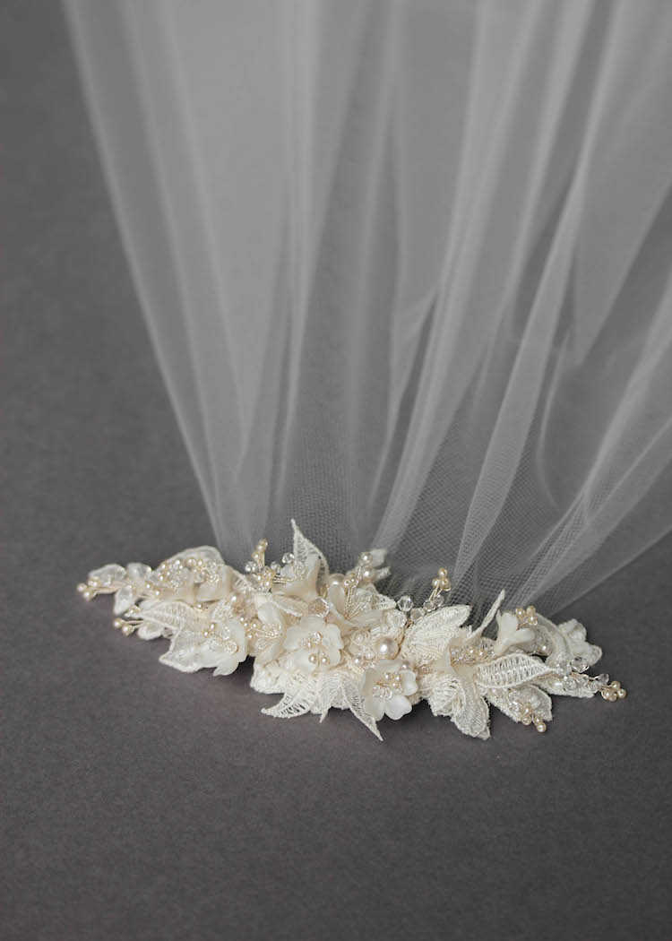 Bespoke for Sarah_lace wedding headpiece with drop veil 5