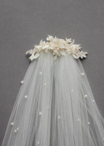 Bespoke for Sarah_lace wedding headpiece with pearls 2