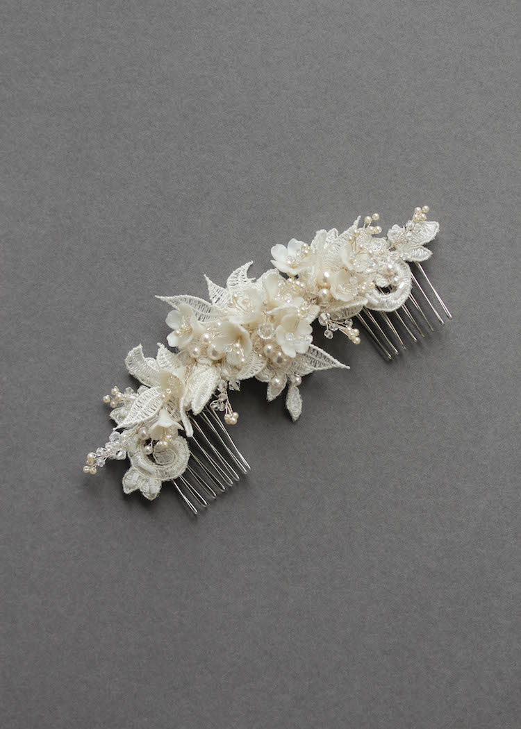 Bespoke for Sarah_lace bridal headpiece with pearls 3