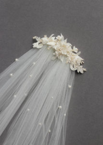 Bespoke for Sarah_lace wedding headpiece with pearls 4