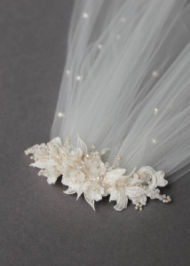 Bespoke for Sarah_lace wedding headpiece with pearls 5