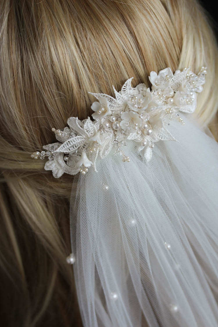Bespoke for Sarah_lace bridal headpiece with pearls 6