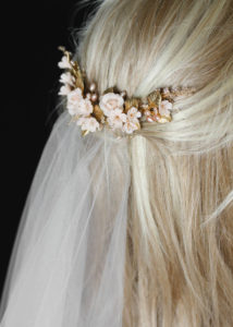 NECTAR blush and gold wedding headpiece 16