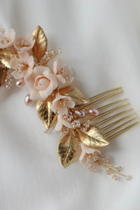 NECTAR blush and gold wedding headpiece 5