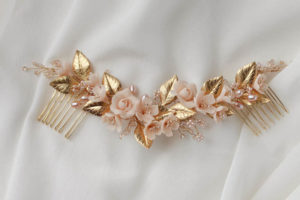 NECTAR blush and gold wedding headpiece 6