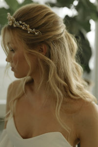 REINA gold wedding crown with pearls 6
